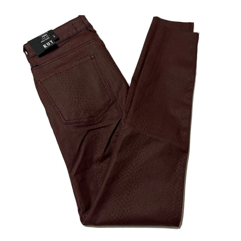 Kut From The Kloth Connie High Rise Ankle Skinny Jeans Size 2 Wine Color NWT